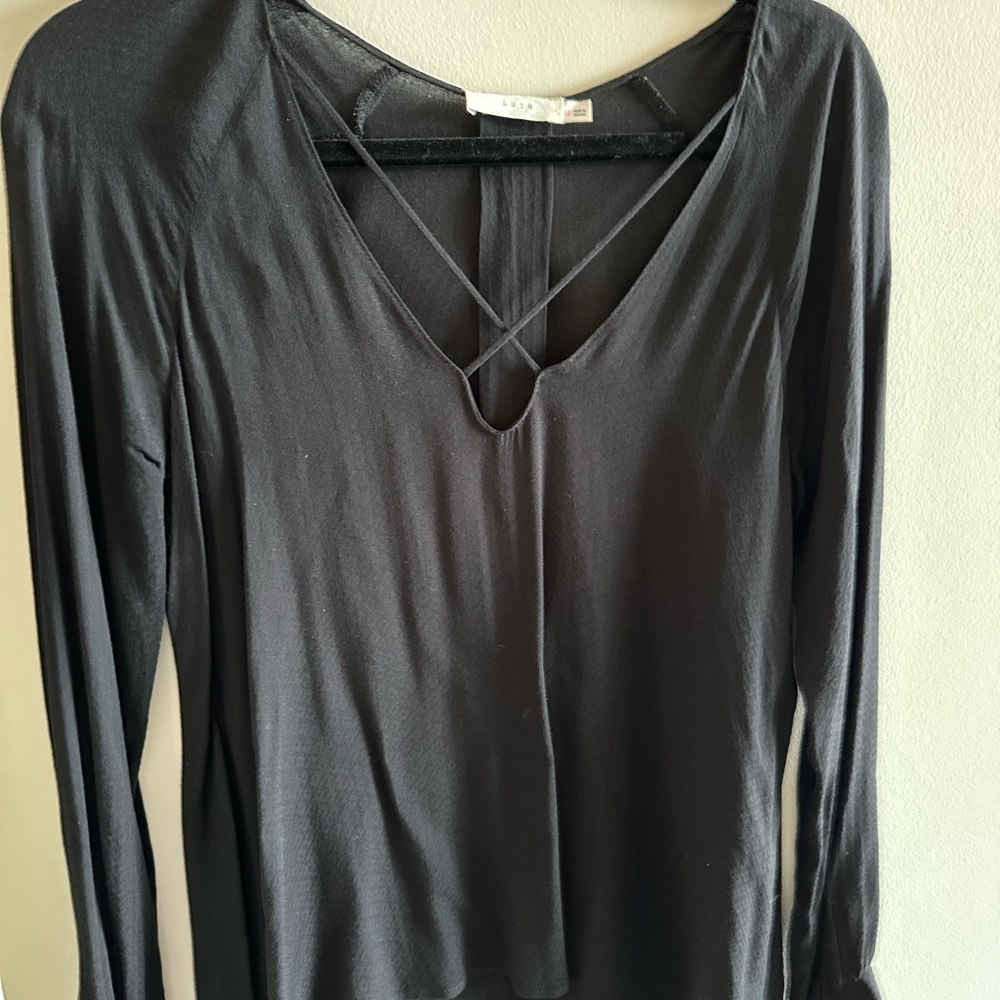 Lush Black Cut Out Blouse